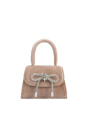 SABRINA TAUPE MINI VELVET BAG