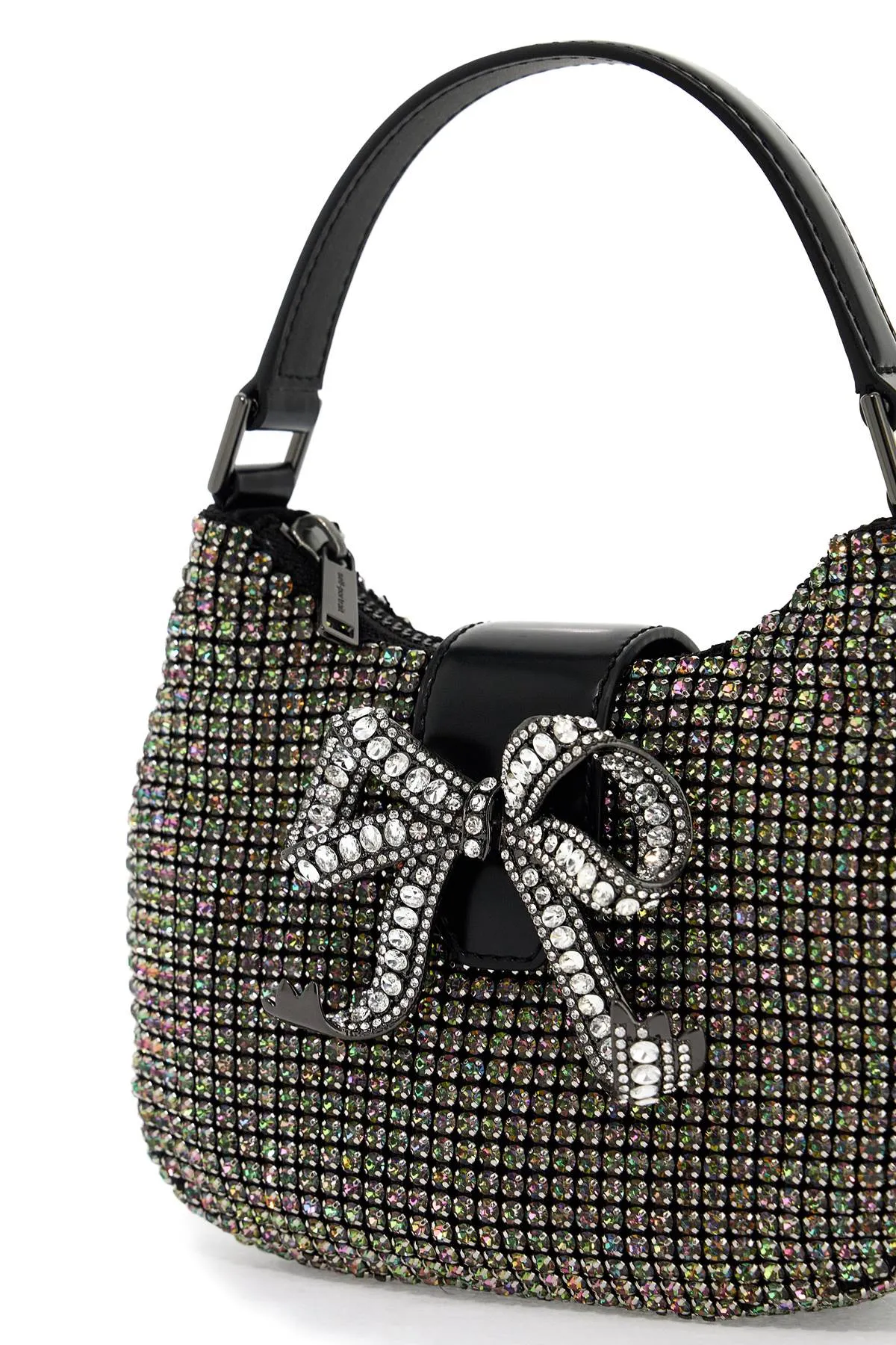 SELF PORTRAIT mini crescent bow bag with crystals