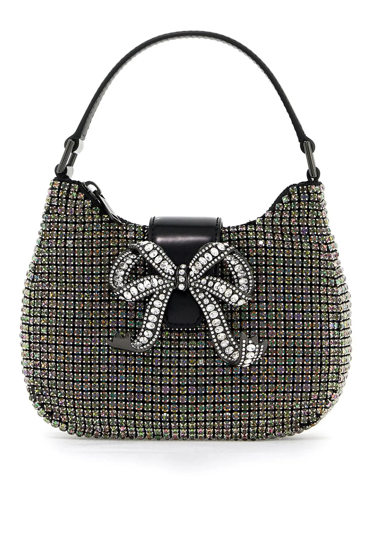 SELF PORTRAIT mini crescent bow bag with crystals