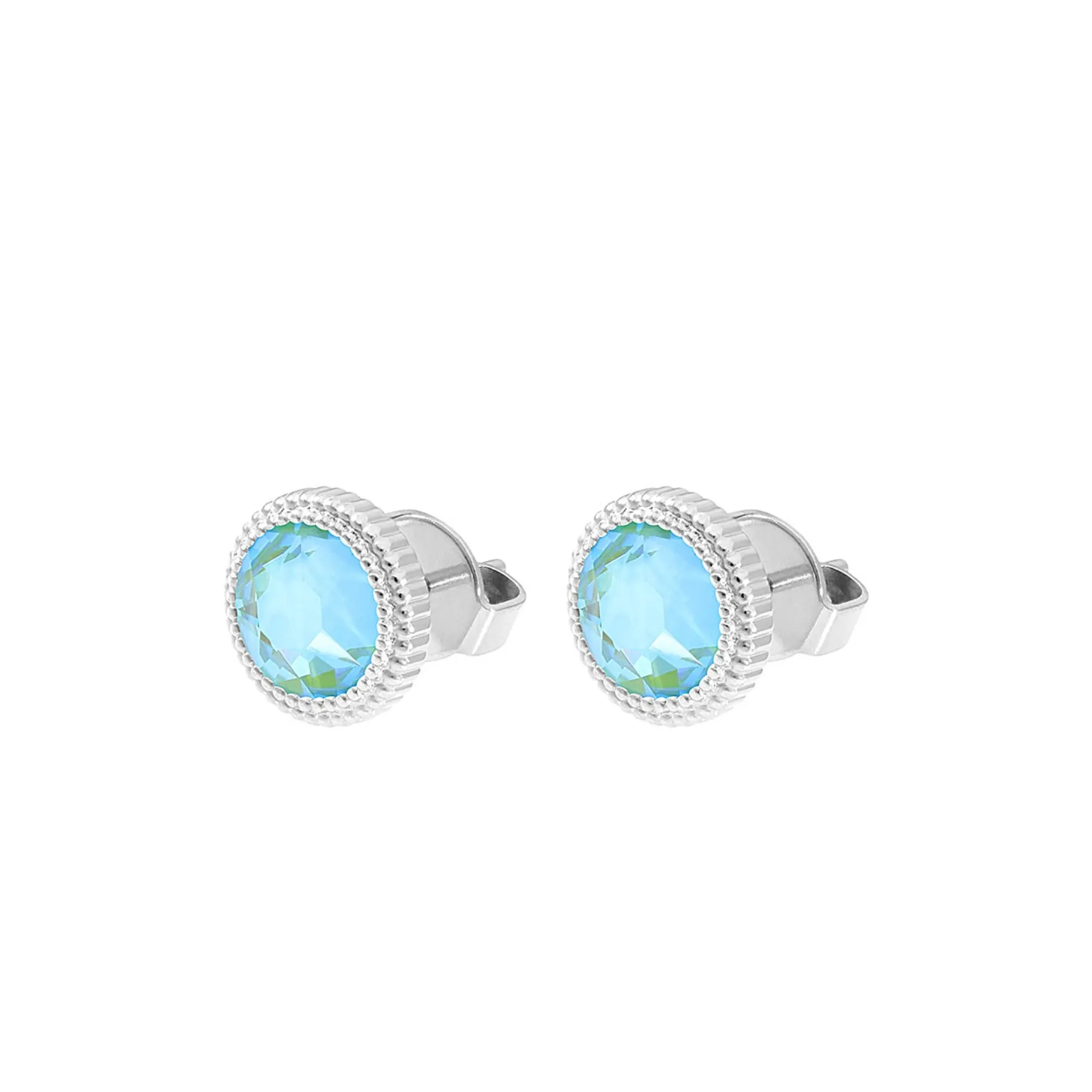 Silver Fabero and Silky Sage Delite Crystal Stud Earrings