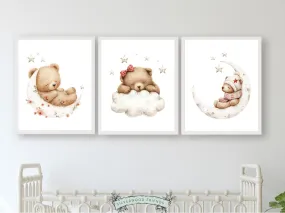 Sleeping Teddy Bear Nursery Prints - Set 6