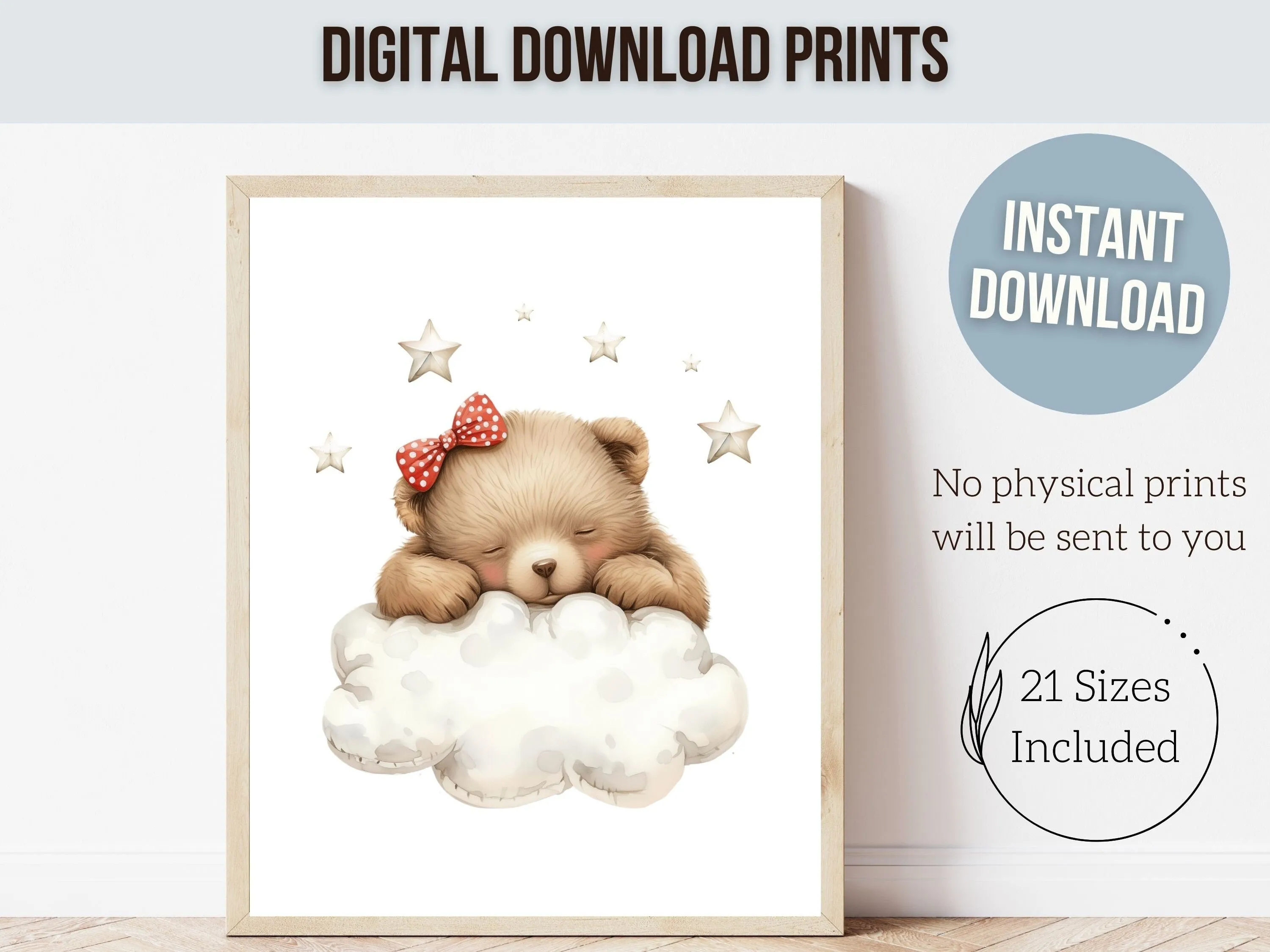 Sleeping Teddy Bear Nursery Prints - Set 6