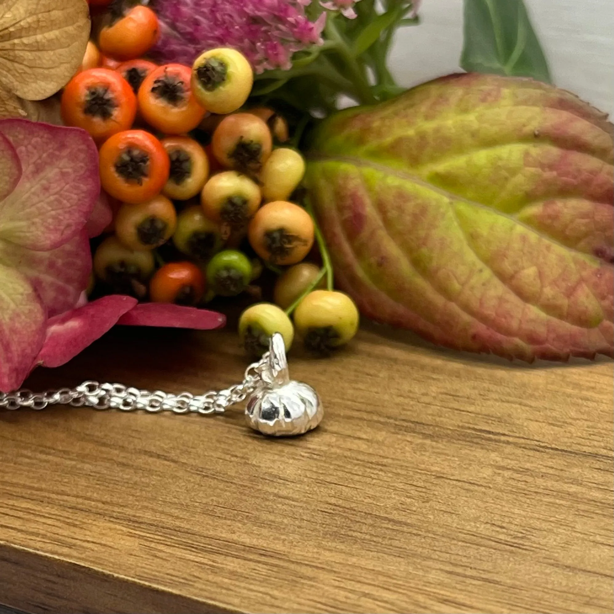 Sterling Silver Pumpkin Pendant