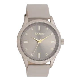 Taupe OOZOO watch with taupe leather strap - C11287