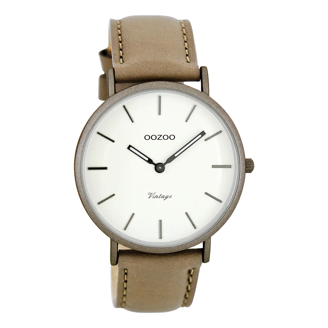 Taupe  watch with taupe leather strap