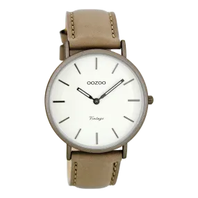 Taupe  watch with taupe leather strap