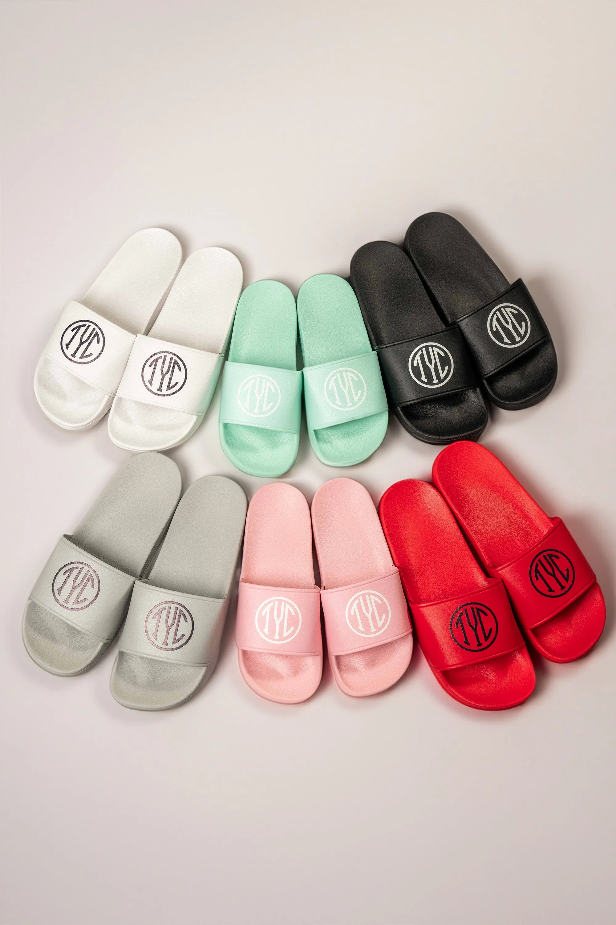 TYC Slides - Tiffany Blue & White