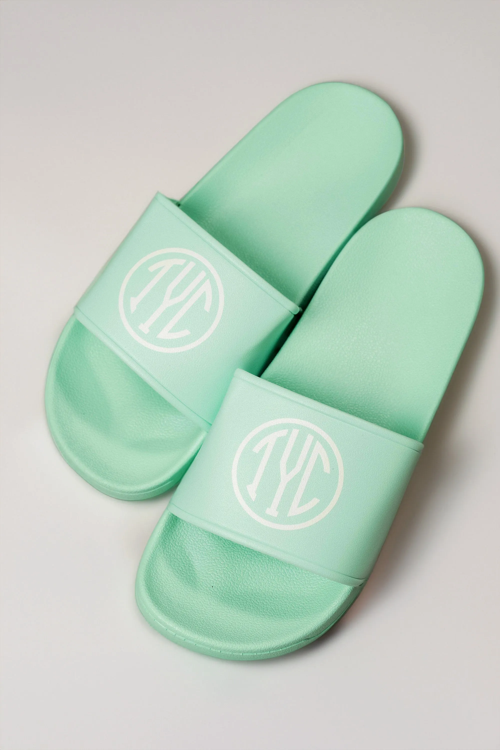 TYC Slides - Tiffany Blue & White